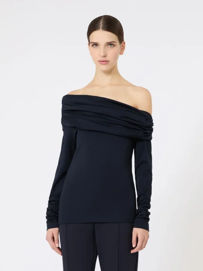 Off-Shoulder-Oberteil aus Wolle, ultramarinblau Off-Shoulder-Oberteil aus Wolle, ultramarinblau