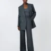 Hose aus Leinen-Twill mit Fischgrätenmuster, mittelgrau Hose aus Leinen-Twill mit Fischgrätenmuster, mittelgrau