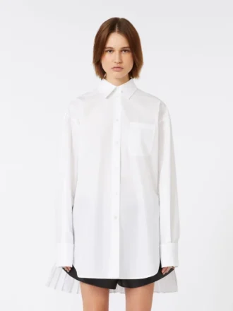 Overshirt mit Plissee-Detail, optisch weiß