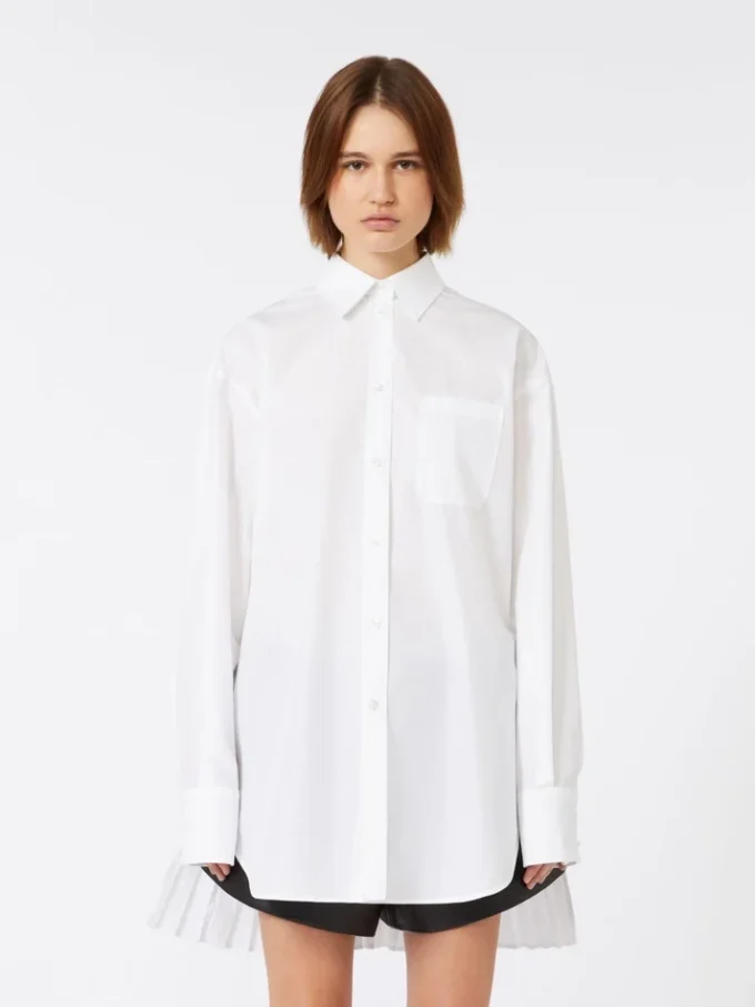Overshirt mit Plissee-Detail, optisch weiß Overshirt mit Plissee-Detail, optisch weiß