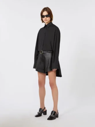 Overshirt mit Plissee-Detail, schwarz