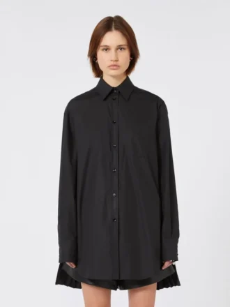 Overshirt mit Plissee-Detail, schwarz