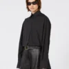 Overshirt mit Plissee-Detail, schwarz Overshirt mit Plissee-Detail, schwarz