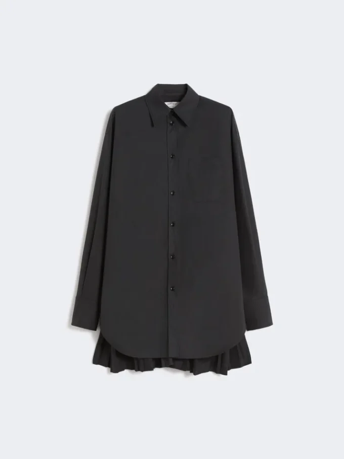Overshirt mit Plissee-Detail, schwarz Overshirt mit Plissee-Detail, schwarz