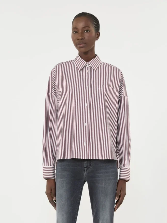 Oversize-Baumwollhemd, bordeauxrot Oversize-Baumwollhemd, bordeauxrot