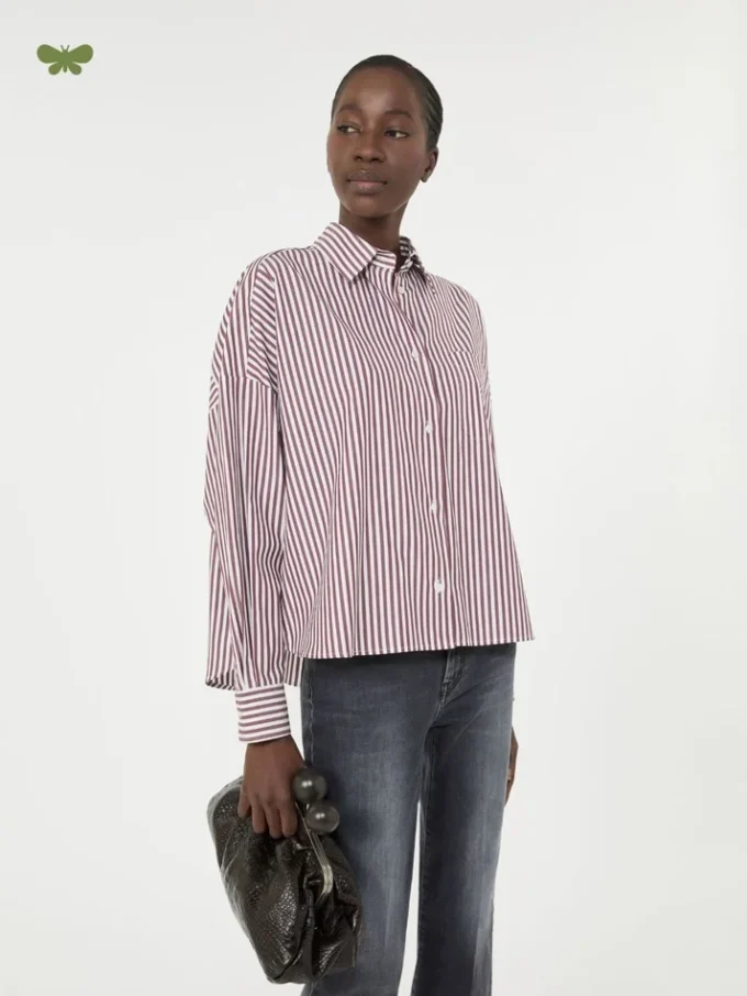 Oversize-Baumwollhemd, bordeauxrot Oversize-Baumwollhemd, bordeauxrot