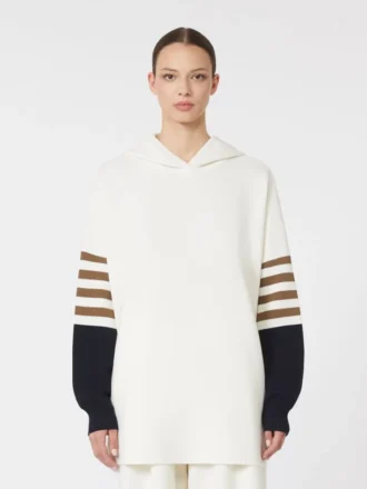 Oversize-Pullover aus Wollstrick, elfenbeinfarben