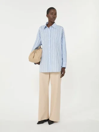 Oversized-Baumwollhemd mit Streifen, hellblau