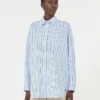 Oversized-Baumwollhemd mit Streifen, hellblau Oversized-Baumwollhemd mit Streifen, hellblau