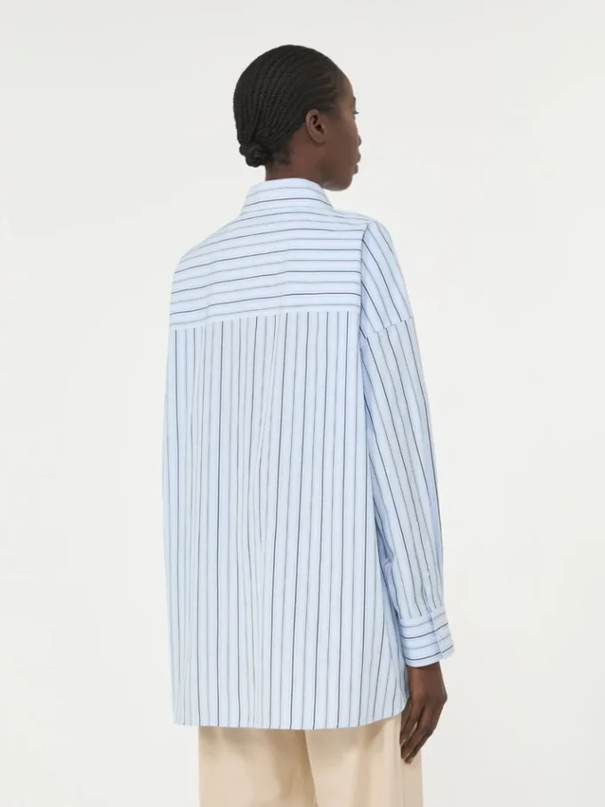 Oversized-Baumwollhemd mit Streifen, hellblau Oversized-Baumwollhemd mit Streifen, hellblau