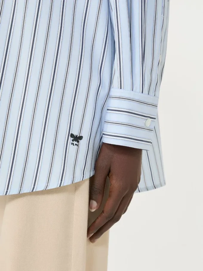 Oversized-Baumwollhemd mit Streifen, hellblau Oversized-Baumwollhemd mit Streifen, hellblau