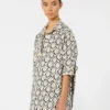 Oversized-Hemd aus bedrucktem Popeline, beige