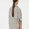 Oversized-Hemd aus bedrucktem Popeline, beige