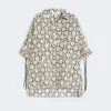 Oversized-Hemd aus bedrucktem Popeline, beige