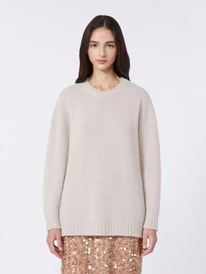 Oversized-Pullover aus Alpaka und Baumwolle, sandfarben Oversized-Pullover aus Alpaka und Baumwolle, sandfarben