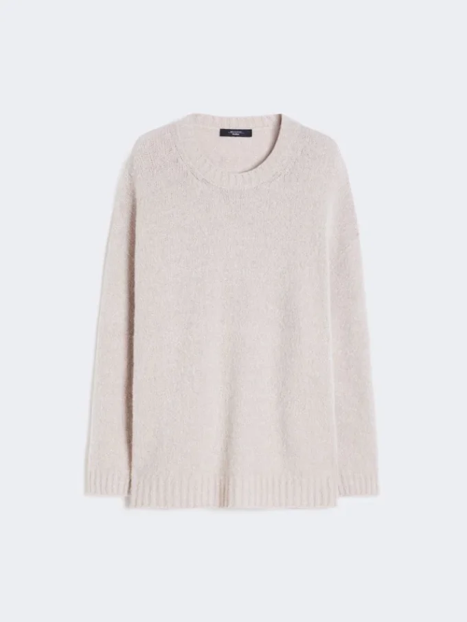 Oversized-Pullover aus Alpaka und Baumwolle, sandfarben Oversized-Pullover aus Alpaka und Baumwolle, sandfarben