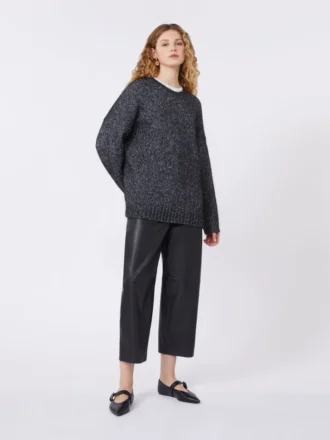Oversized-Pullover aus Mohair und Lurex, dunkelgrau