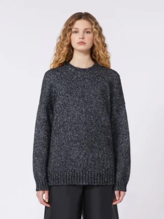 Oversized-Pullover aus Mohair und Lurex, dunkelgrau