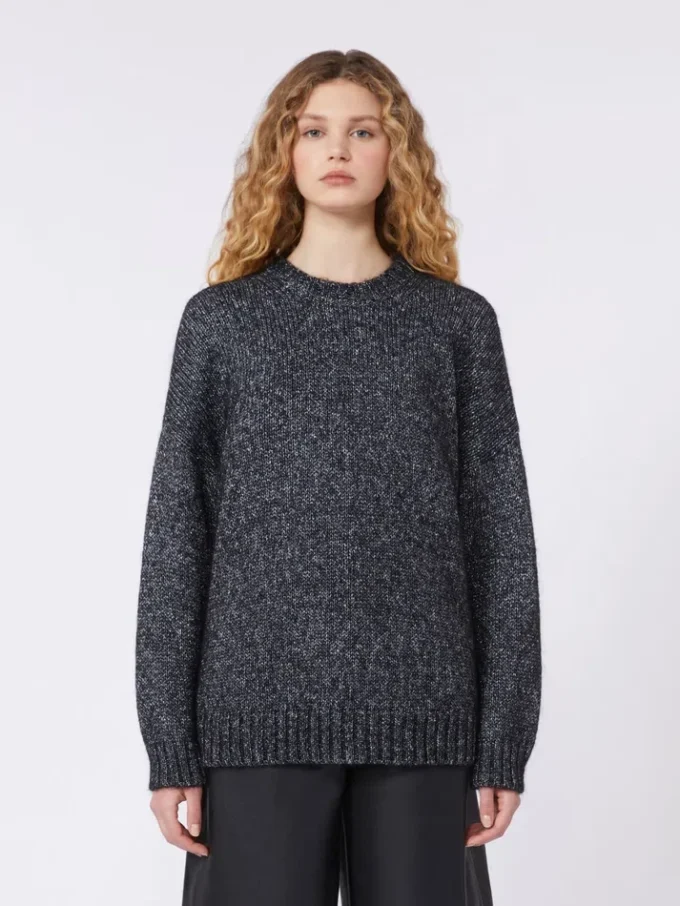 Oversized-Pullover aus Mohair und Lurex, dunkelgrau Oversized-Pullover aus Mohair und Lurex, dunkelgrau