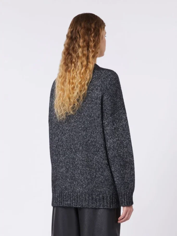 Oversized-Pullover aus Mohair und Lurex, dunkelgrau Oversized-Pullover aus Mohair und Lurex, dunkelgrau
