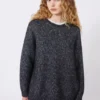 Oversized-Pullover aus Mohair und Lurex, dunkelgrau Oversized-Pullover aus Mohair und Lurex, dunkelgrau