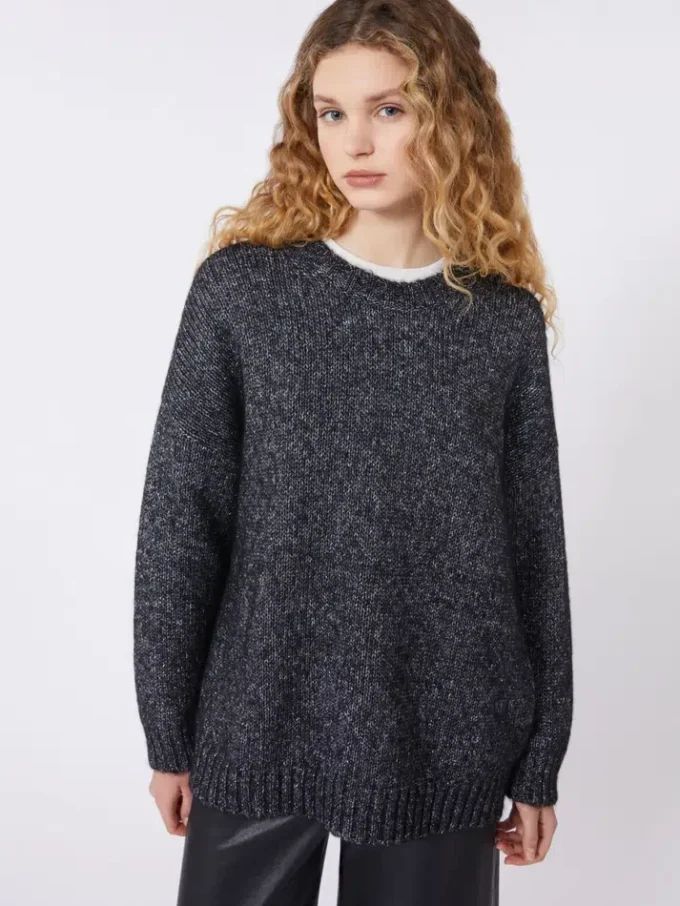 Oversized-Pullover aus Mohair und Lurex, dunkelgrau Oversized-Pullover aus Mohair und Lurex, dunkelgrau