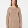 Oversized-Pullover aus Mohair und Lurex, kupferfarben