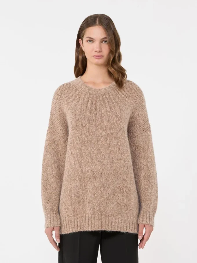 Oversized-Pullover aus Mohair und Lurex, kupferfarben