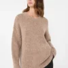Oversized-Pullover aus Mohair und Lurex, kupferfarben