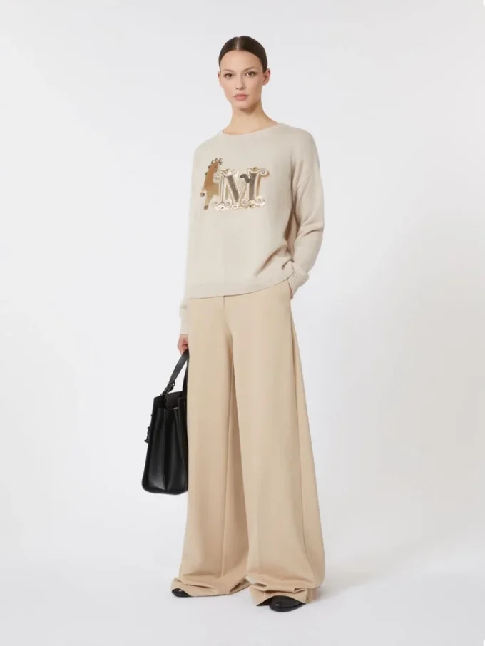 Oversized-Pullover aus Wolle und Kaschmir, Albino