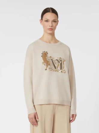 Oversized-Pullover aus Wolle und Kaschmir, Albino