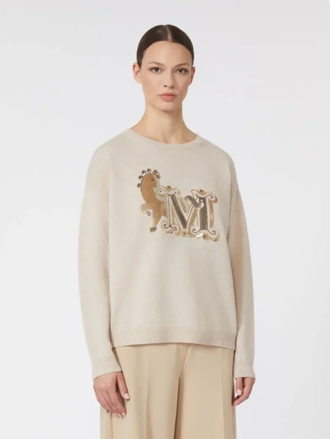 Oversized-Pullover aus Wolle und Kaschmir, Albino