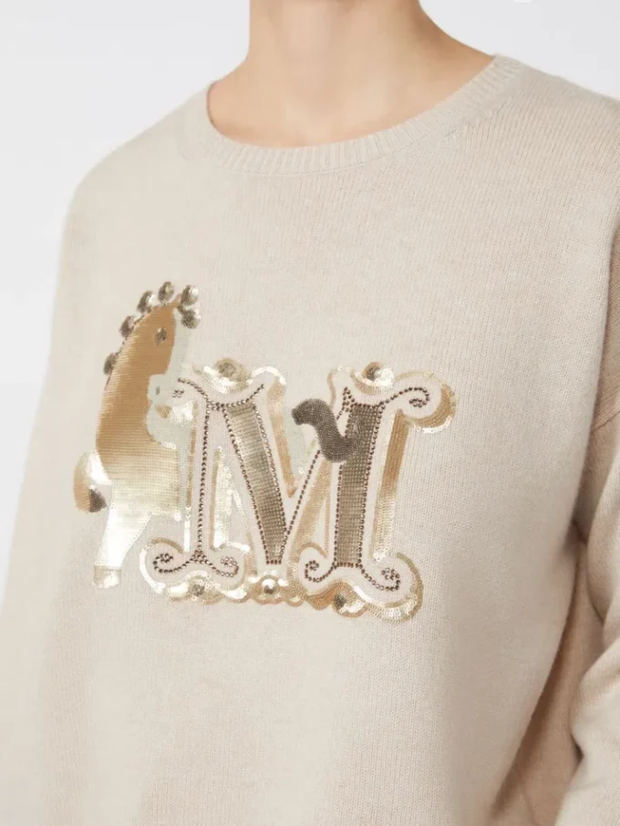 Oversized-Pullover aus Wolle und Kaschmir, Albino