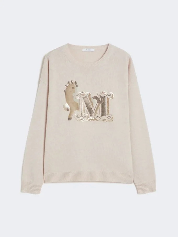Oversized-Pullover aus Wolle und Kaschmir, Albino