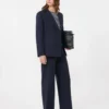 Zweireihiger Blazer aus Stretch-Wolle, marineblau Zweireihiger Blazer aus Stretch-Wolle, marineblau