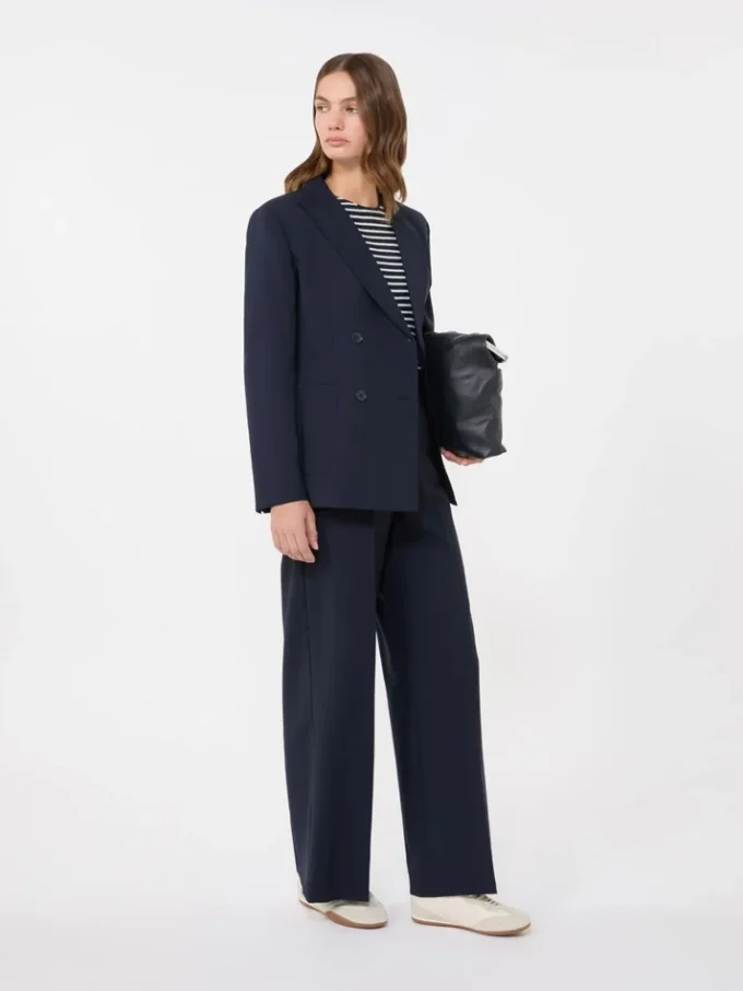 Zweireihiger Blazer aus Stretch-Wolle, marineblau Zweireihiger Blazer aus Stretch-Wolle, marineblau