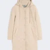 Parka aus wasserabweisendem, wattiertem Stoff, sand