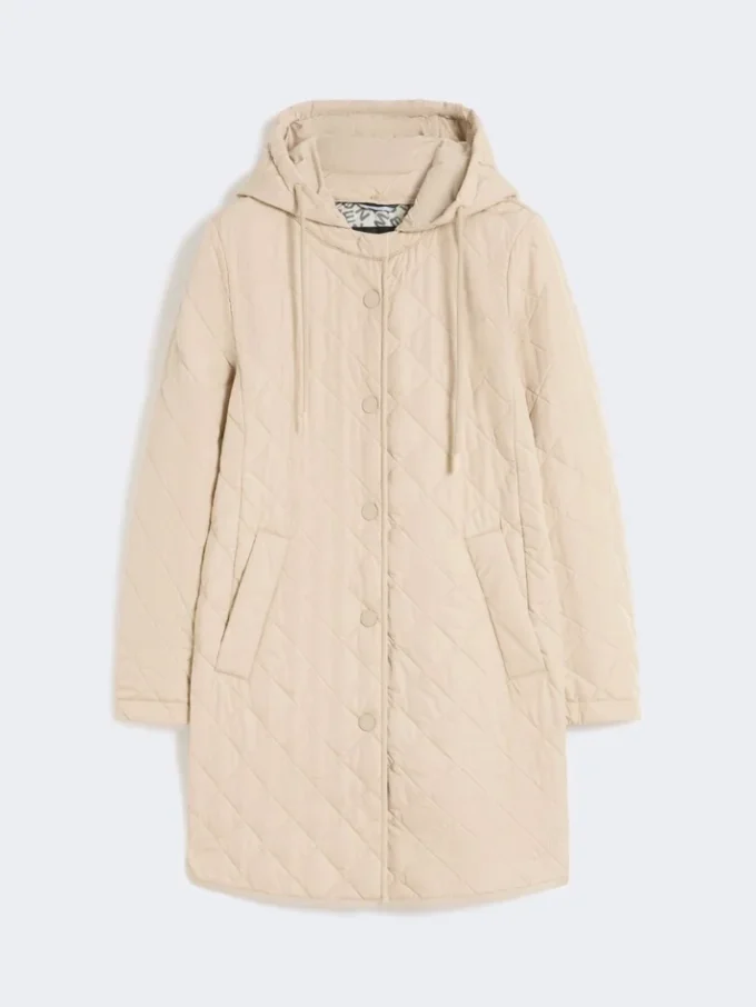 Parka aus wasserabweisendem, wattiertem Stoff, sand