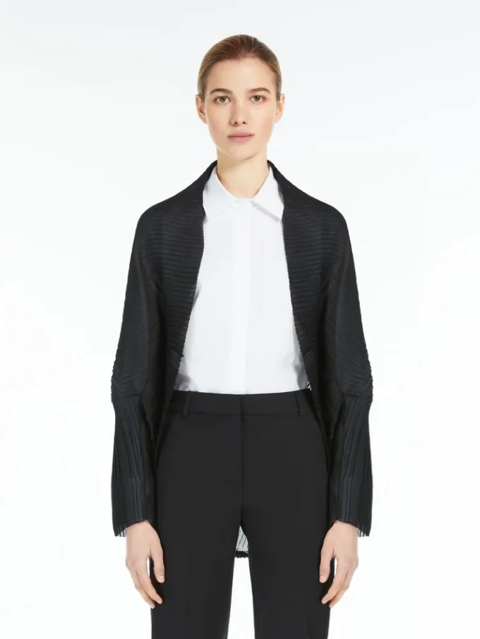 Plissierter Stoff-Bolero, schwarz Plissierter Stoff-Bolero, schwarz