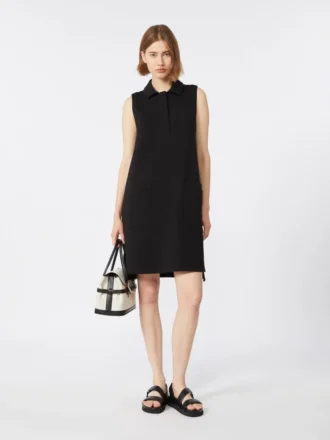 Polo-Kleid aus Scuba-Jersey, schwarz Polo-Kleid aus Scuba-Jersey, schwarz