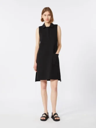 Polo-Kleid aus Scuba-Jersey, schwarz Polo-Kleid aus Scuba-Jersey, schwarz