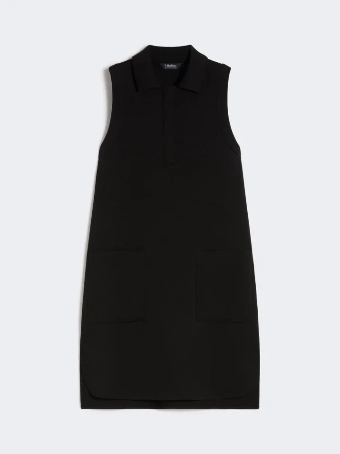 Polo-Kleid aus Scuba-Jersey, schwarz Polo-Kleid aus Scuba-Jersey, schwarz