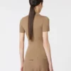 Polohemd aus geripptem Wollstrick, gold-beige-braun