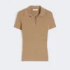 Polohemd aus geripptem Wollstrick, gold-beige-braun