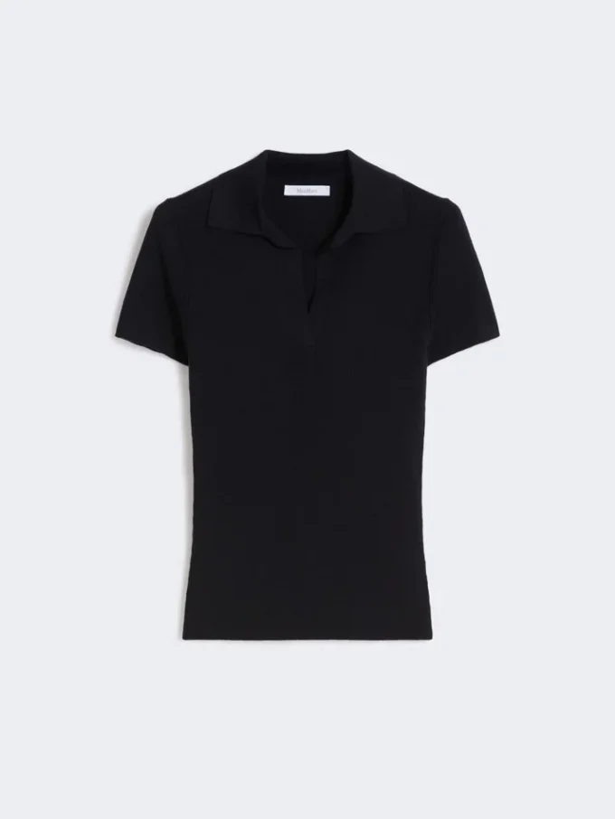 Polohemd aus geripptem Wollstrick, ultramarinblau Polohemd aus geripptem Wollstrick, ultramarinblau