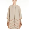 Poncho aus Jacquard-Wolle, beige Poncho aus Jacquard-Wolle, beige