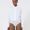 Popeline-Hemd-Bodysuit, optisches Weiß
