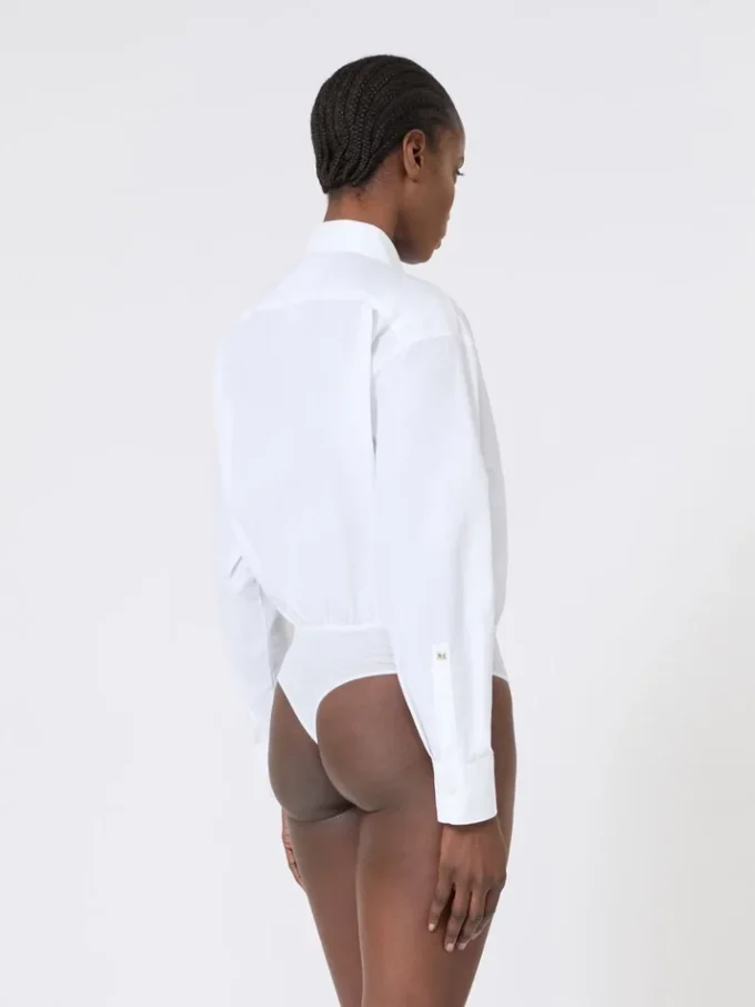 Popeline-Hemd-Bodysuit, optisches Weiß