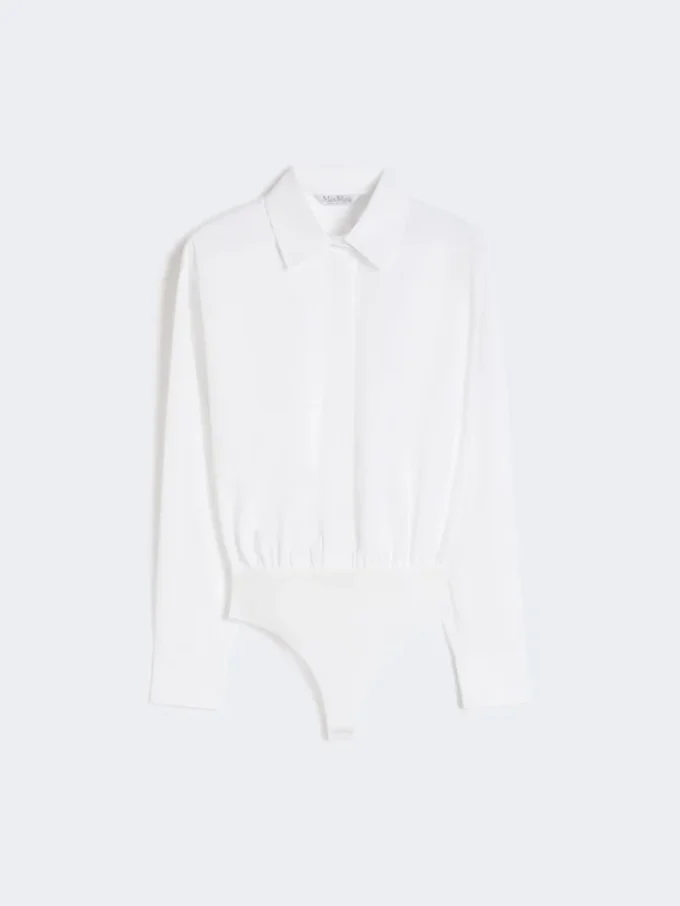 Popeline-Hemd-Bodysuit, optisches Weiß