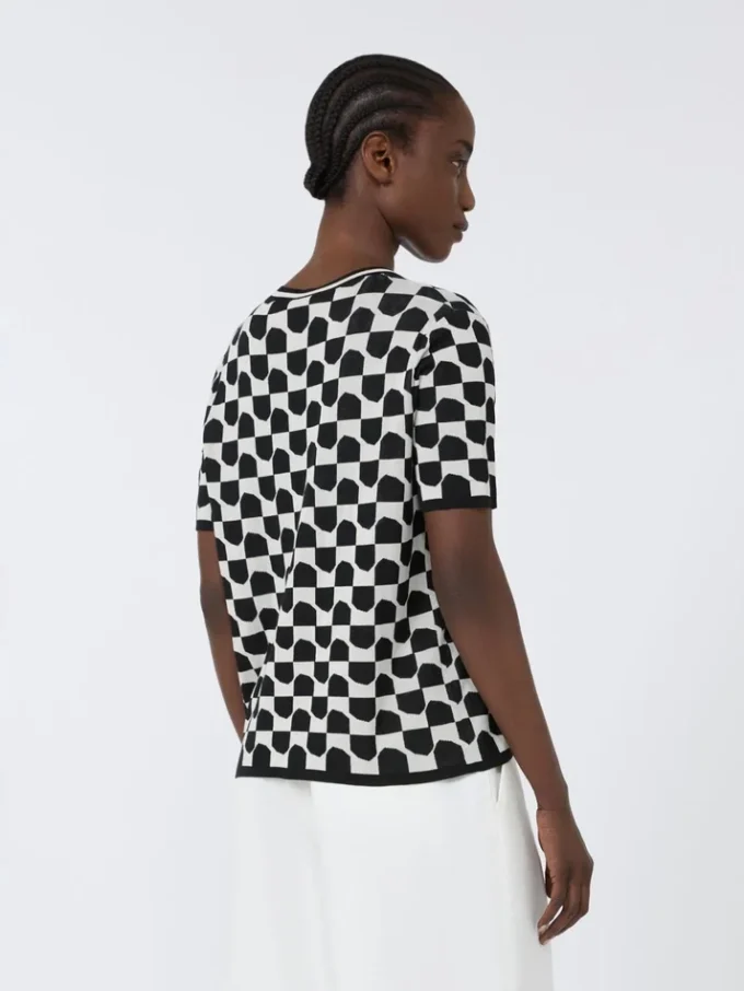 Pullover aus Baumwolle und Viskose-Jacquard, schwarz